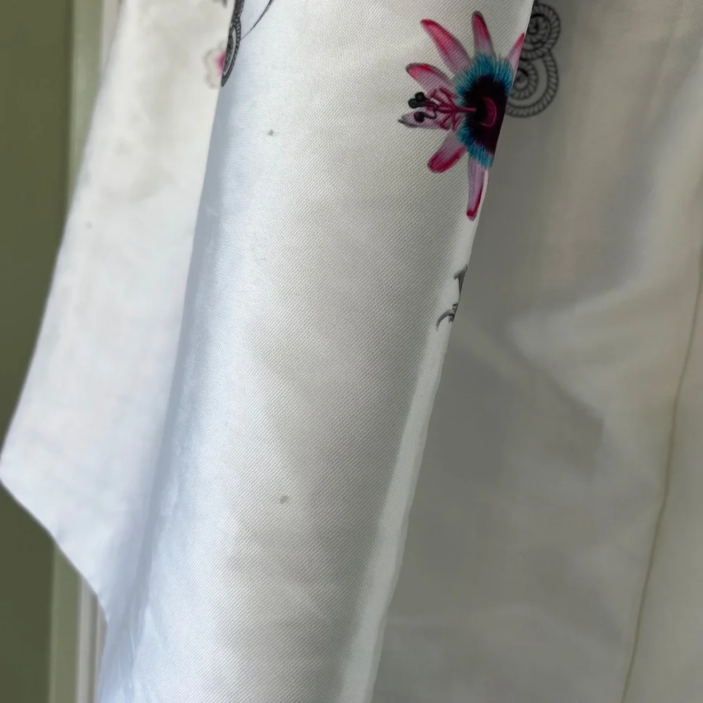 Ted Baker White Floral Petale Passion Flower Full Midi Skirt Size 1 - Picture 14 of 15